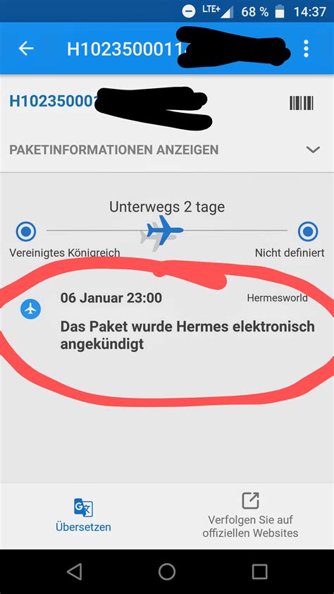 mit wurde von hermes eine paket angekündigt|Hermes paket tracking.